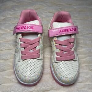 Heelys Pink White Girls Double Wheels Shoes Size Youth 4